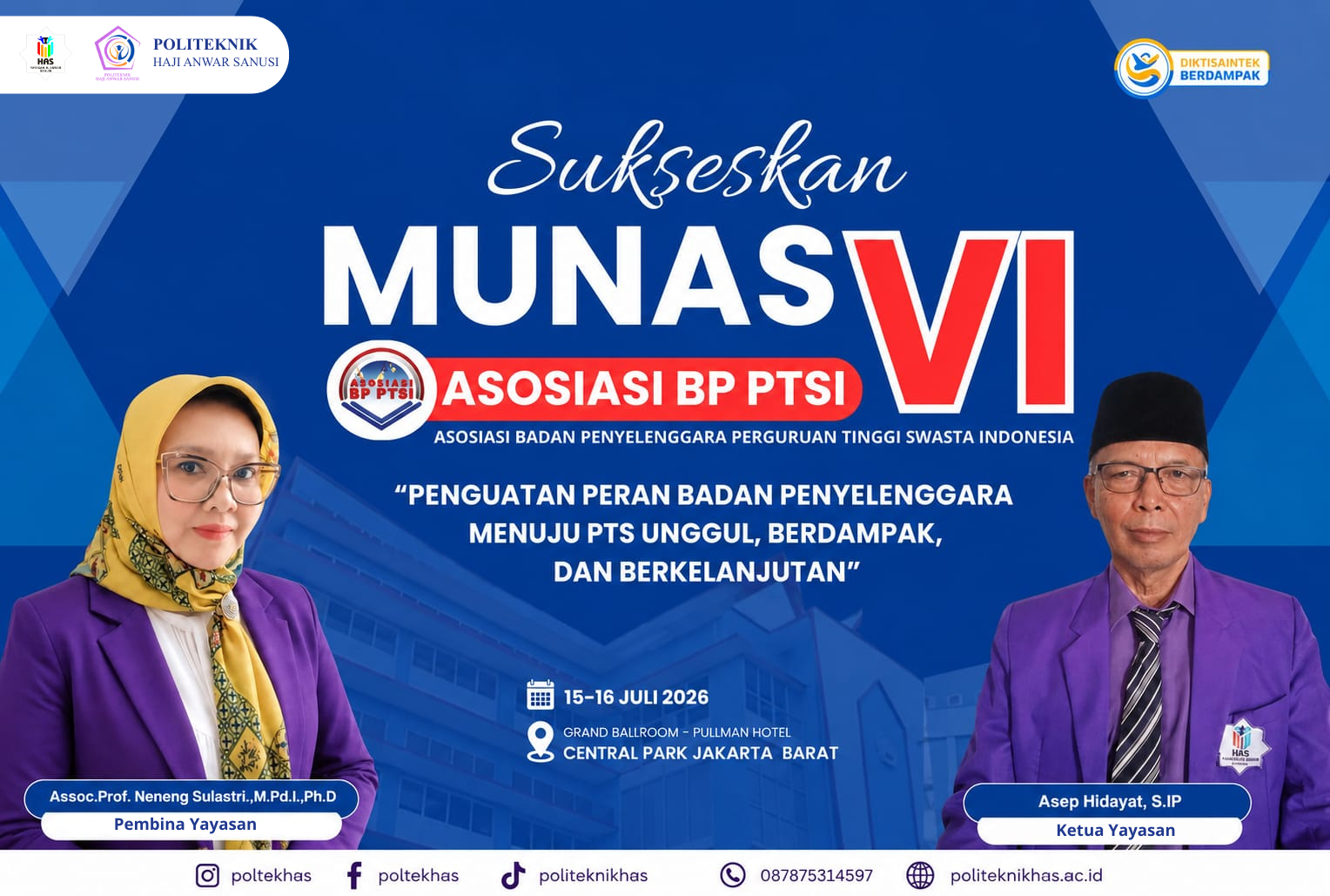 Politeknik Haji Anwar Sanusi Siap Sukseskan MUNAS VI Asosiasi BP PTSI di Jakarta
